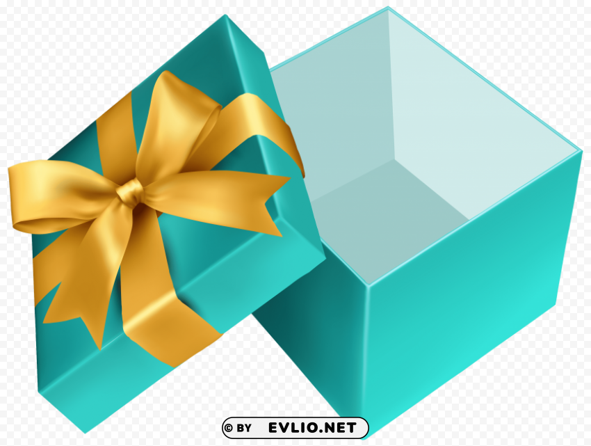 blue open gift PNG with clear overlay