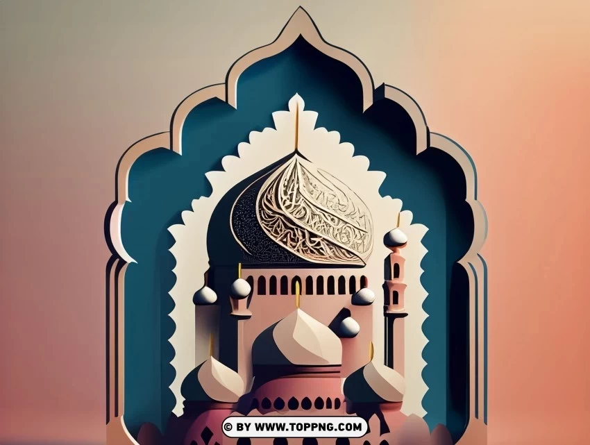 Islamic Greeting Card Design on a Beautiful HD Background High-definition transparent PNG - Image ID 5cf0e476