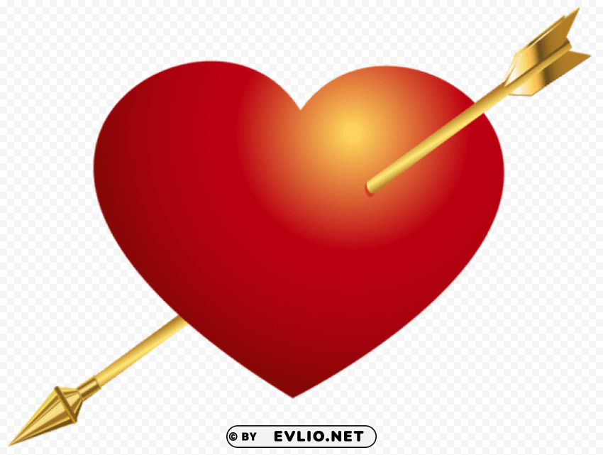 red heart with arrow Isolated Artwork on Transparent PNG