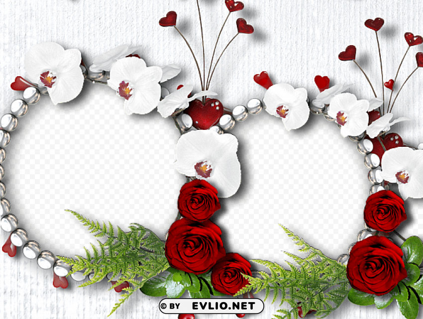 white tansparent frame roses and flowers Transparent PNG images for printing