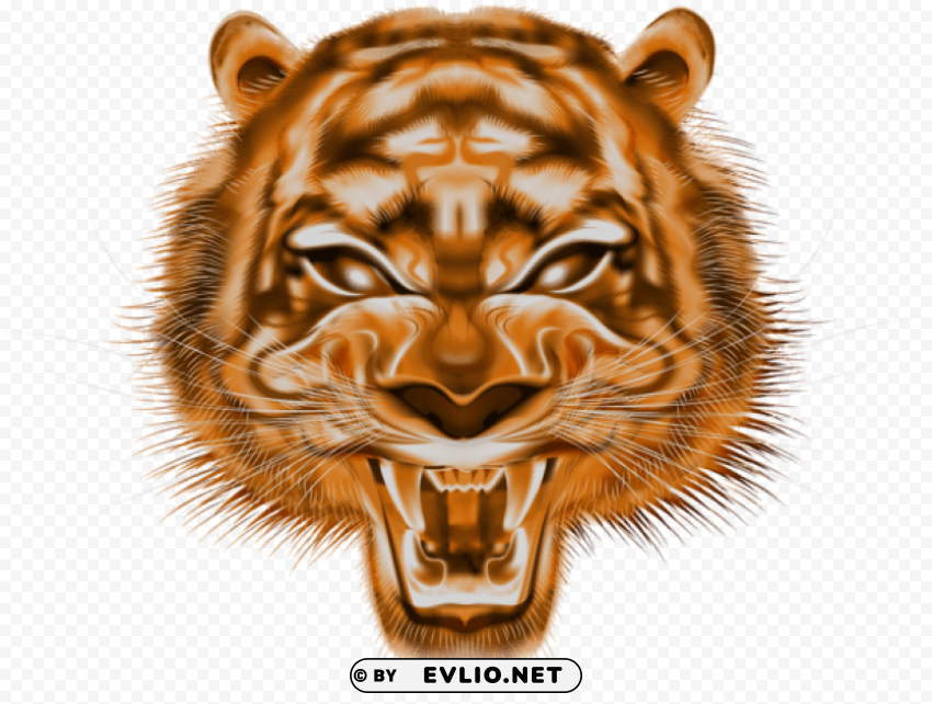 Decorative Tiger Head PNG Design