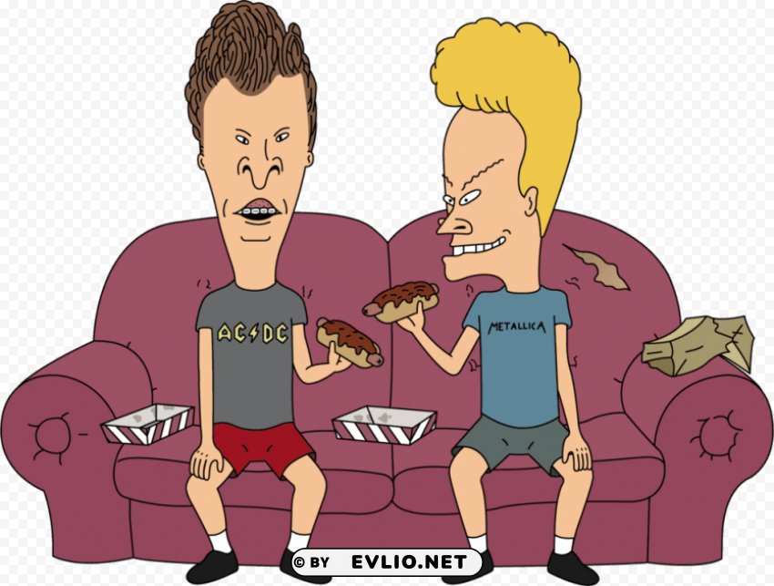 beavis and butthead on a sofa Isolated Graphic with Clear Background PNG