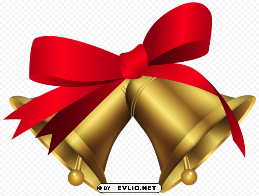 christmas bells with red bow Isolated Character on HighResolution PNG