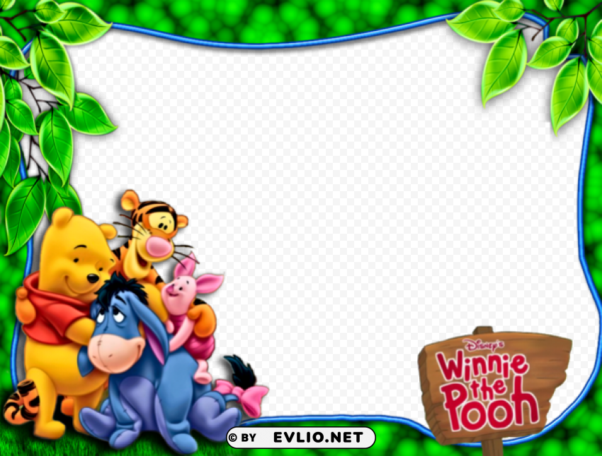 pooh and friends green kids frame HighResolution Transparent PNG Isolated Graphic