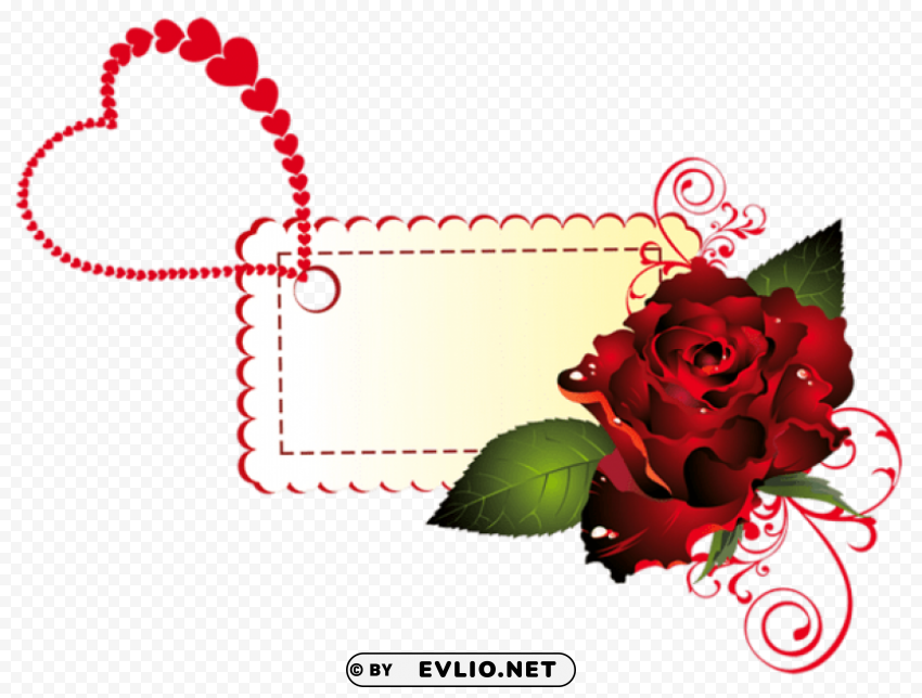 valentine rose labelpicture Isolated Element on HighQuality PNG