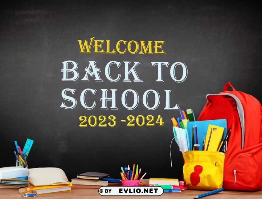 Back to school background with education 2023 2024 PNG high resolution free