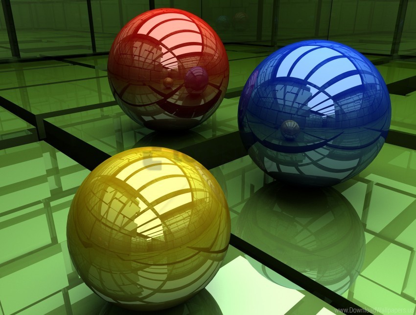 balls cubic surface three-colored wallpaper Isolated Subject on HighQuality PNG