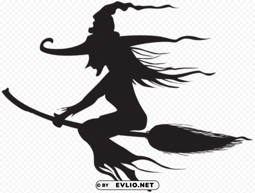 halloween witch silhouette Clear Background PNG Isolated Graphic Design png images background -  image ID is 3a357155