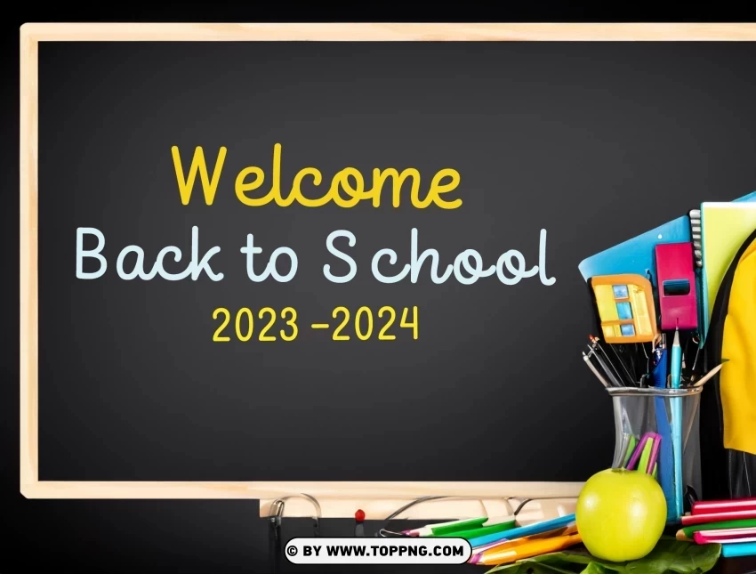 HD Welcome Back to school 2023 2024 PNG Image Isolated with Clear Background