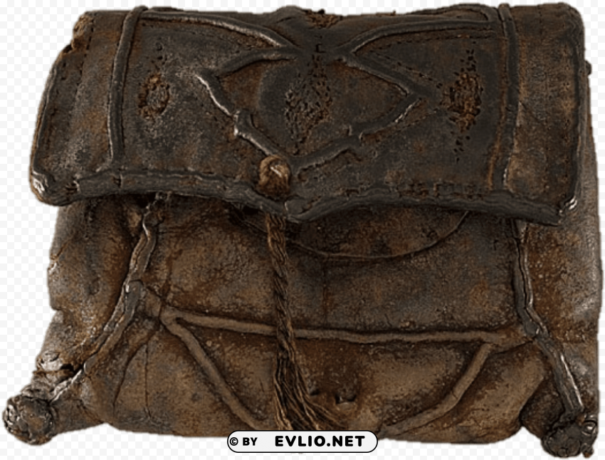 17th century leather satchel Isolated Object with Transparent Background PNG