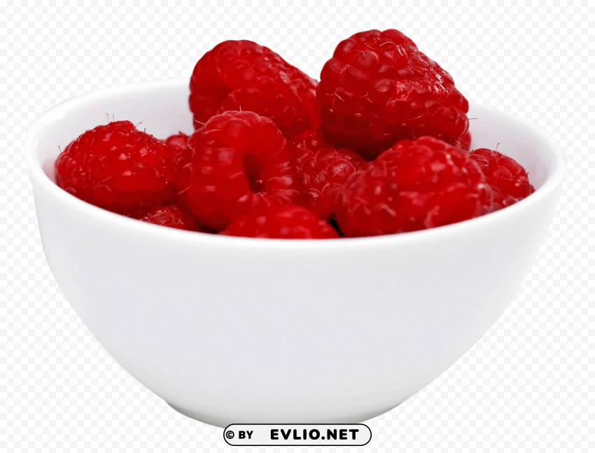 Raspberry in Bowl Isolated PNG Image with Transparent Background