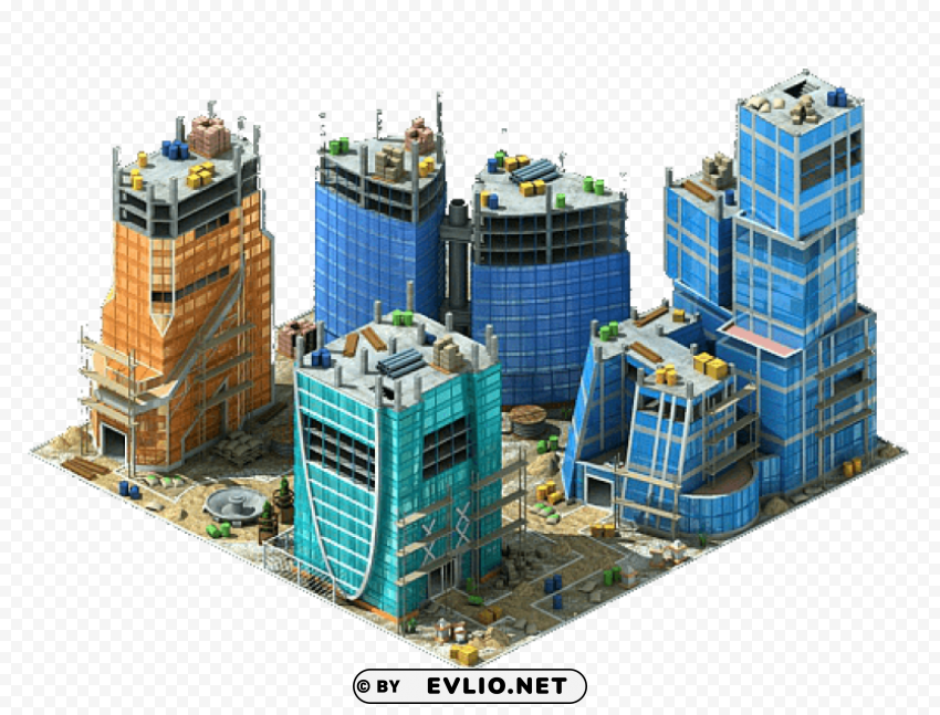 SQ City Buildsite hotel ClearCut Background PNG Isolation