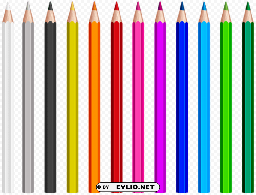 colored pencils set PNG graphics with clear alpha channel selection