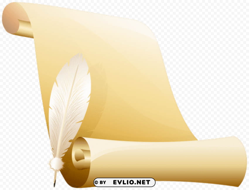 scrolled paper and quill PNG Image Isolated on Transparent Backdrop