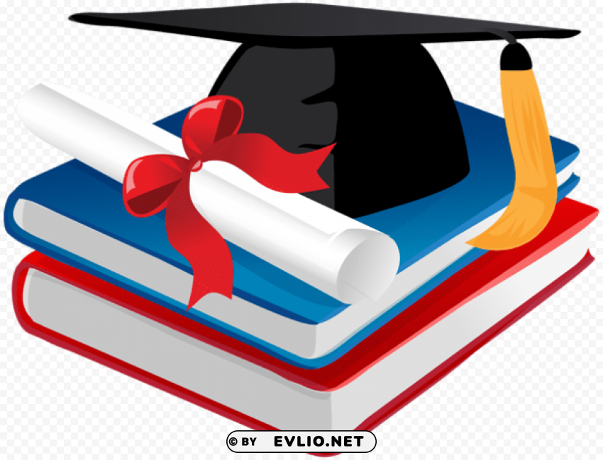graduation cap books and diploma PNG transparent graphics for projects