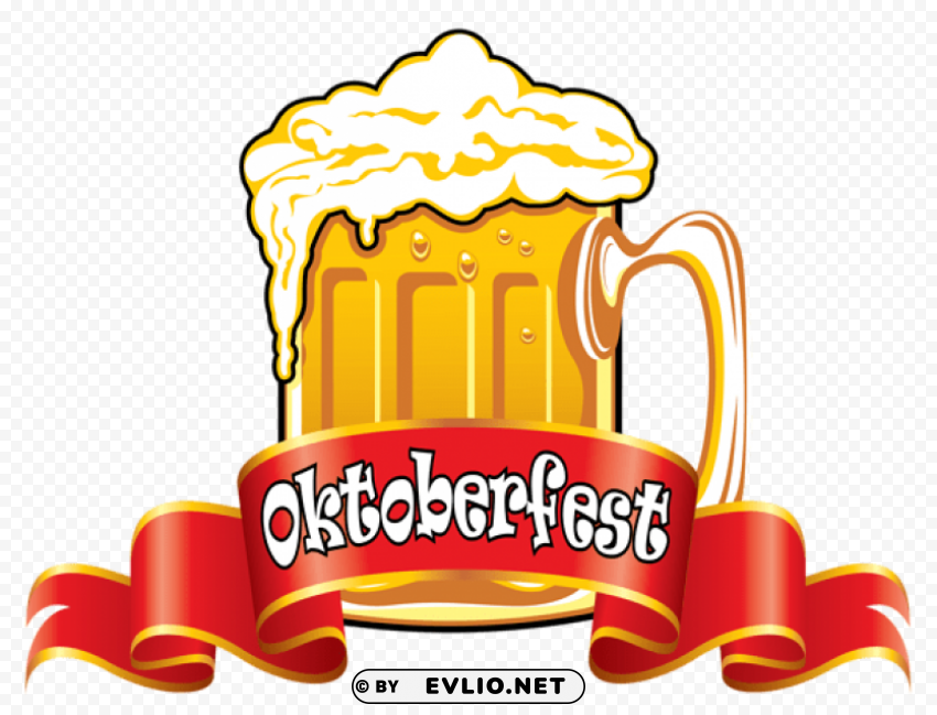oktoberfest red banner with beer Isolated Icon in HighQuality Transparent PNG