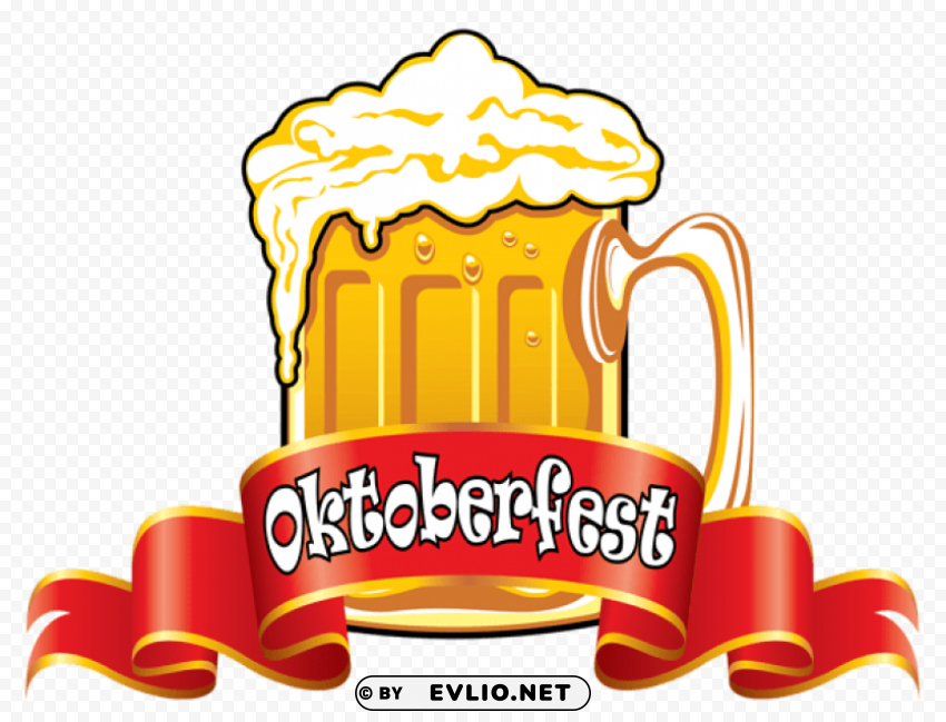 Oktoberfest Red Banner With Beer Isolated Icon In HighQuality Transparent PNG