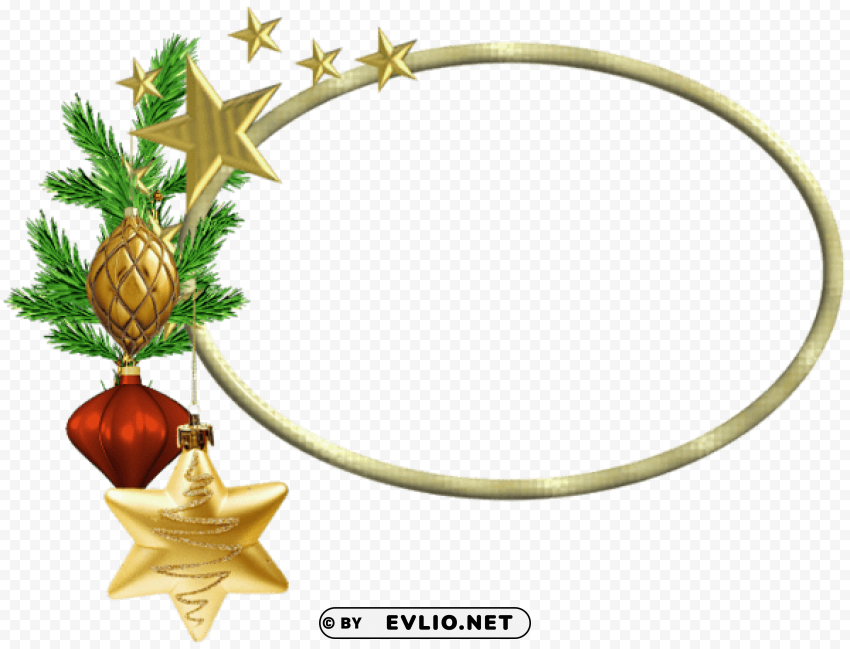 oval christmasframe with stars PNG with no background diverse variety