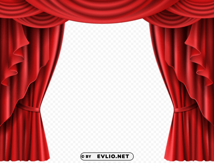 red theater curtain transparent Isolated Item on Clear Background PNG