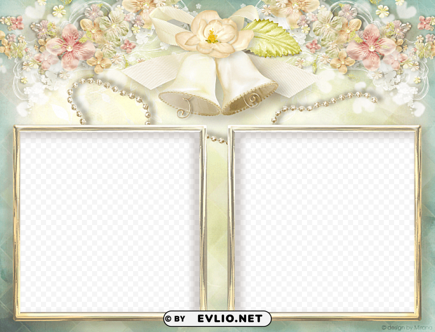 soft double wedding frame PNG images with transparent canvas