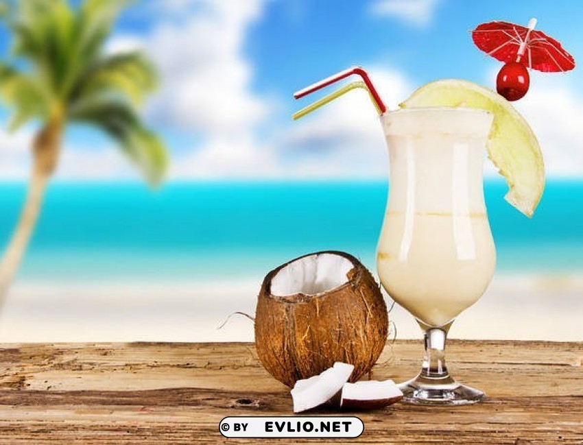 tropical beach coconut cocktail HighResolution Transparent PNG Isolation