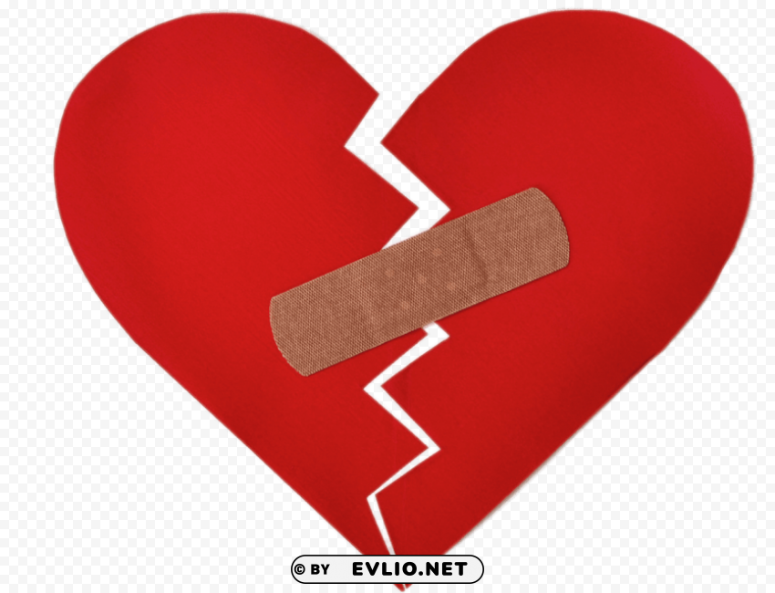 broken heart with bandaid PNG Isolated Illustration with Clear Background