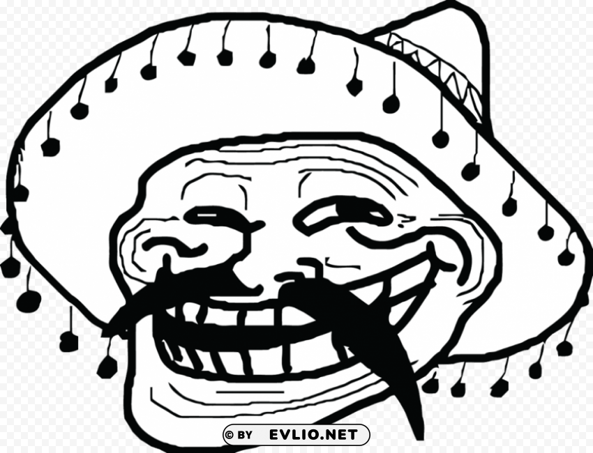 Transparent background PNG image of mexican meme troll face PNG files with no backdrop pack - Image ID cf4ced06