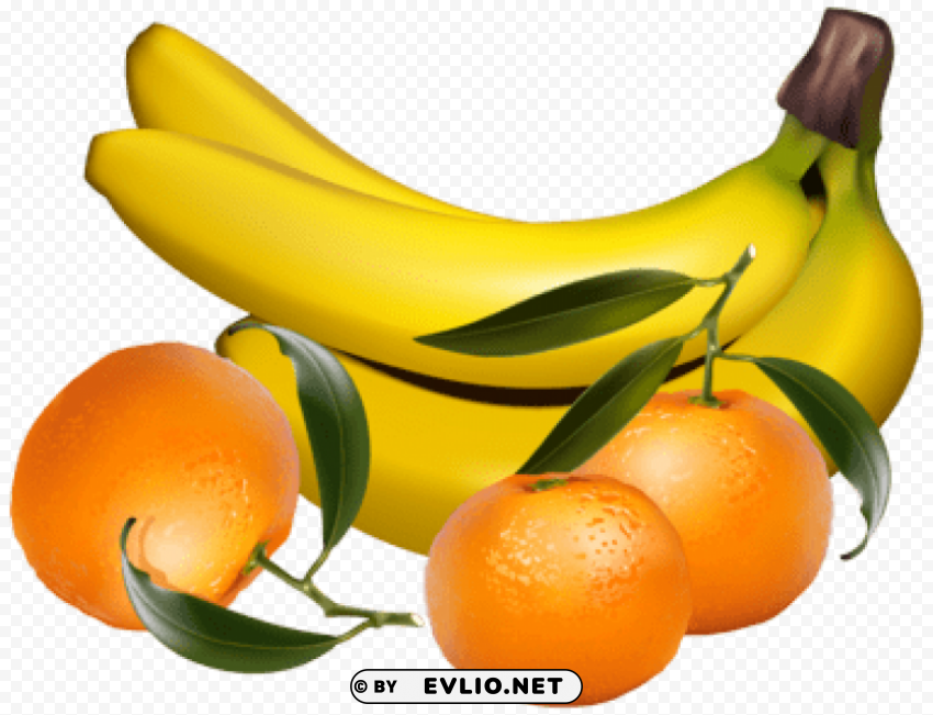 bananas and tangerines Isolated Item on Clear Background PNG clipart png photo - cbf33e8c