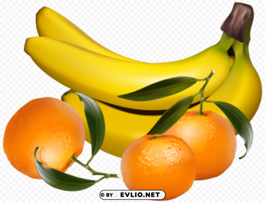 Bananas And Tangerines Isolated Item On Clear Background PNG