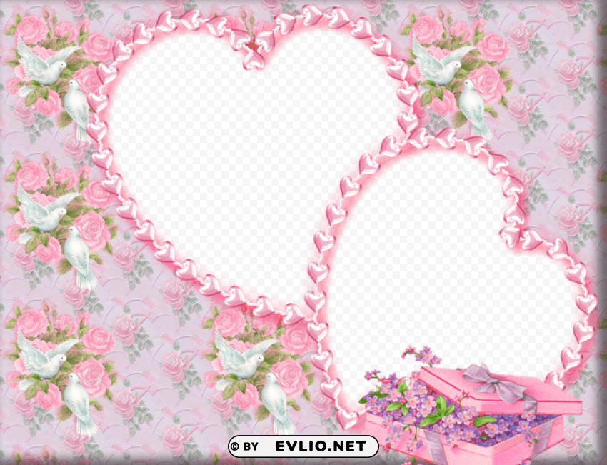 cute pinkframe with doves PNG graphics