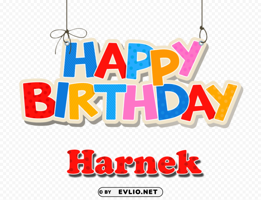 harnek happy birthday balloons name Isolated Artwork on Transparent Background PNG