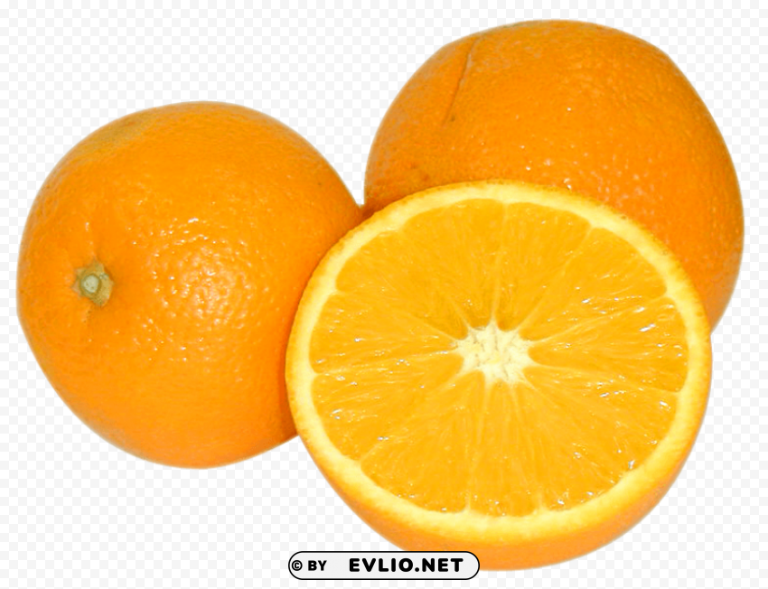Orange and Half of Orange PNG Image with Clear Isolated Object