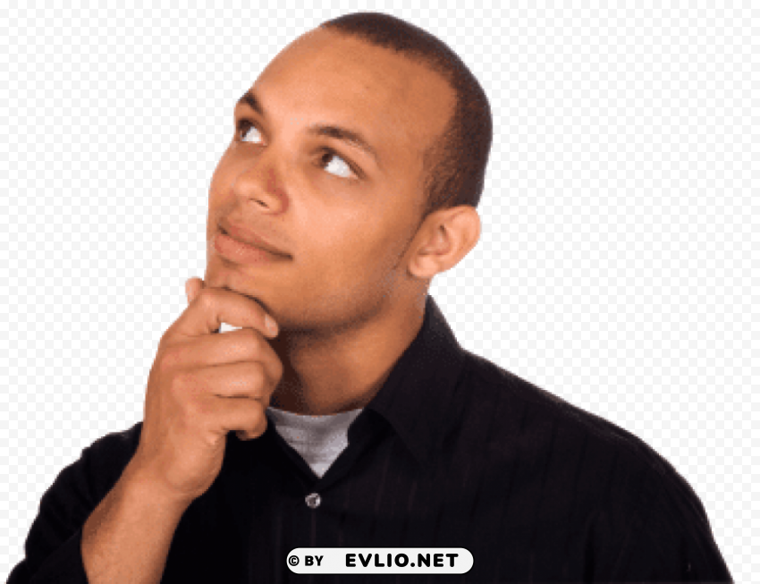 man looking up thinking PNG image with no background