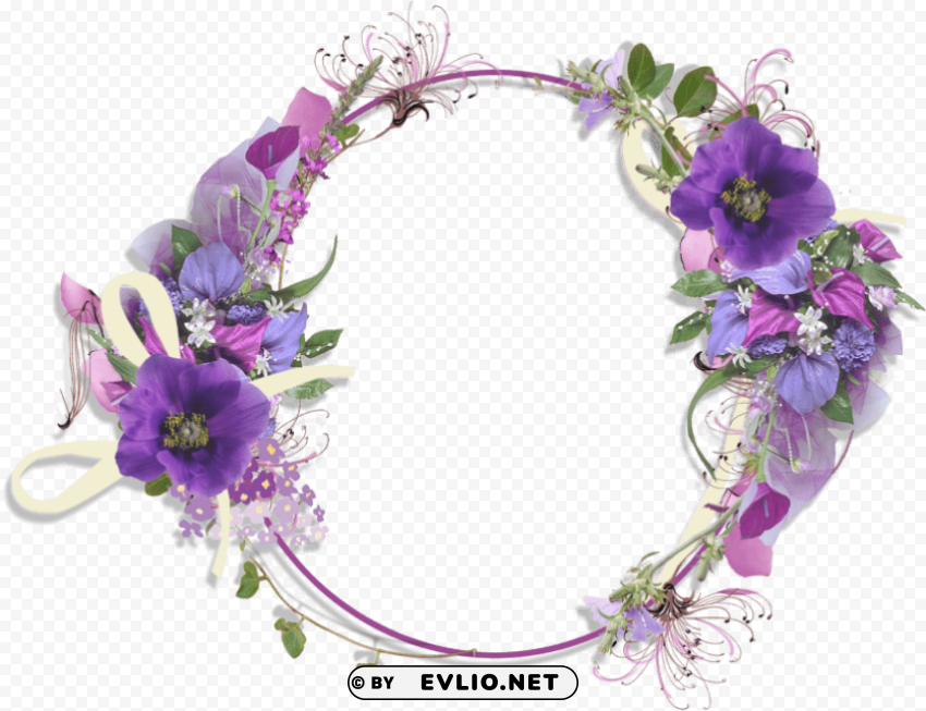 purple flower borders and frames PNG Image Isolated with High Clarity