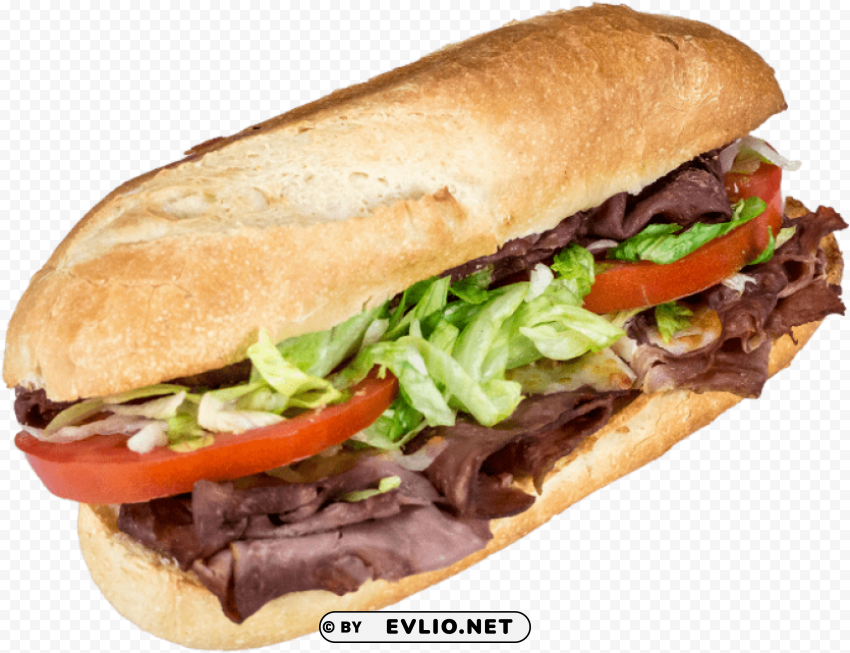 steak sandwich with lettuce and tomato Clean Background Isolated PNG Graphic