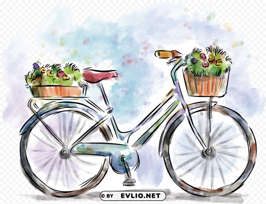 stock bicycle painting drawing Transparent PNG Isolated Item with Detail