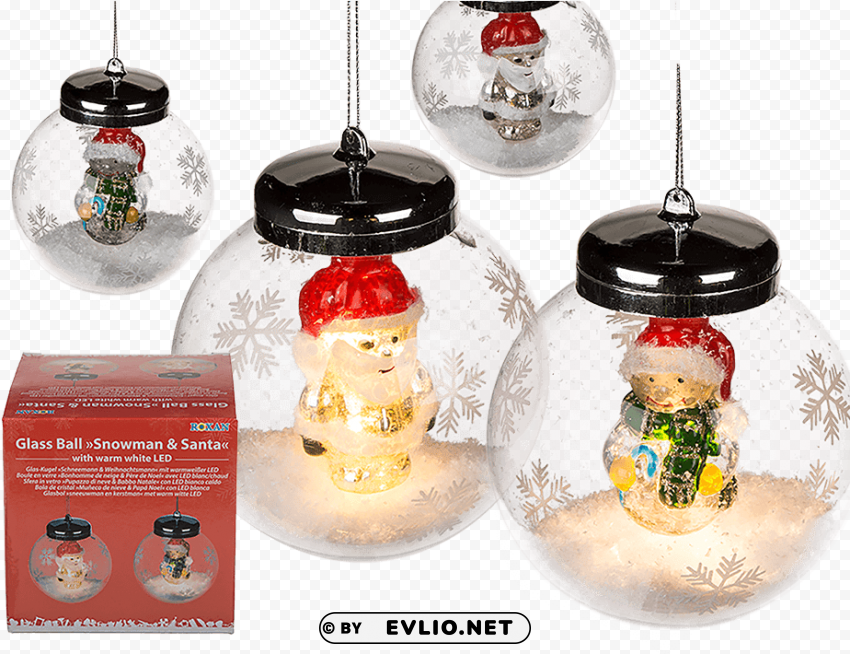 ew glass globe snowman & santa christmas tree decorations - snowma Clear PNG image