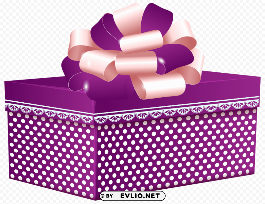 purple dotted gift box PNG images with clear alpha layer
