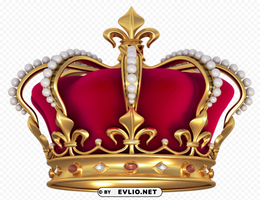 red gold crown with pearlspicture PNG for mobile apps
