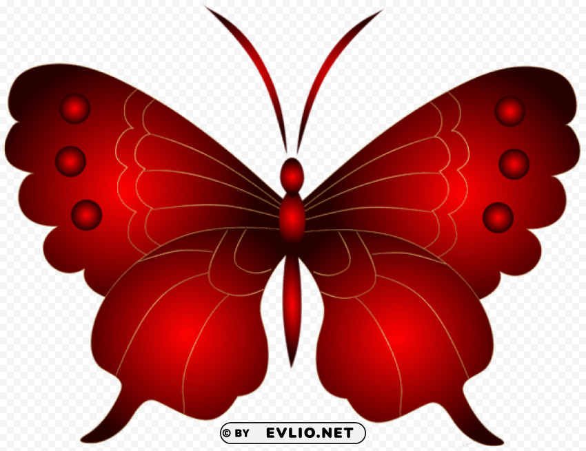 decorative red butterfly PNG images with no fees