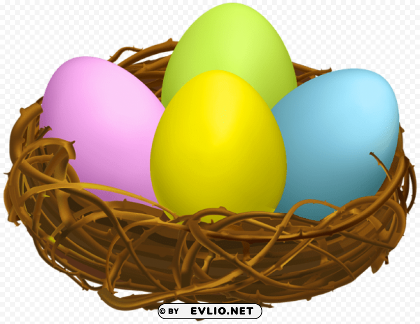 easter egg nest Isolated Element on HighQuality Transparent PNG