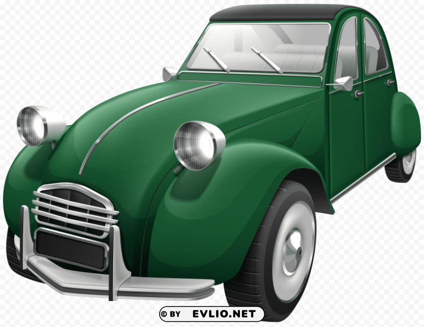 green retro car Isolated Item on Clear Transparent PNG