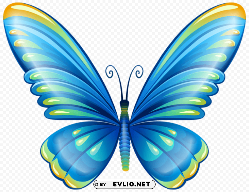large art blue butterfly PNG files with clear backdrop assortment