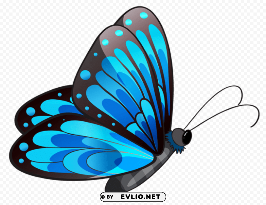 Transparent Blue Butterfly Isolated Graphic On Clear Background PNG