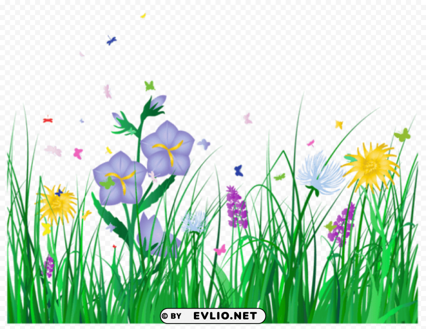  grass and flowers Isolated Element on HighQuality Transparent PNG