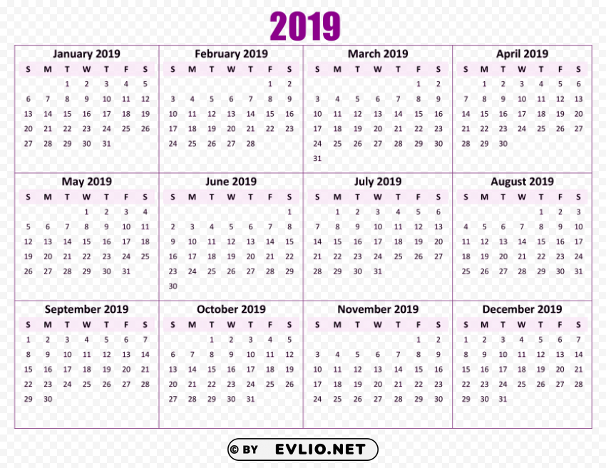 2019 calendar wallpaper Free PNG images with alpha channel compilation