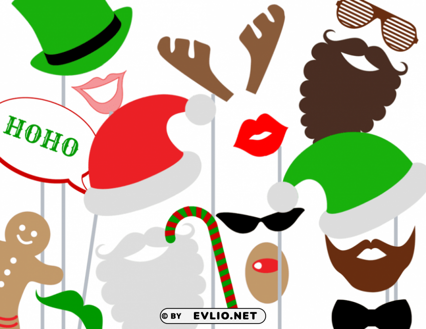 christmas photo booth props PNG images with alpha transparency bulk