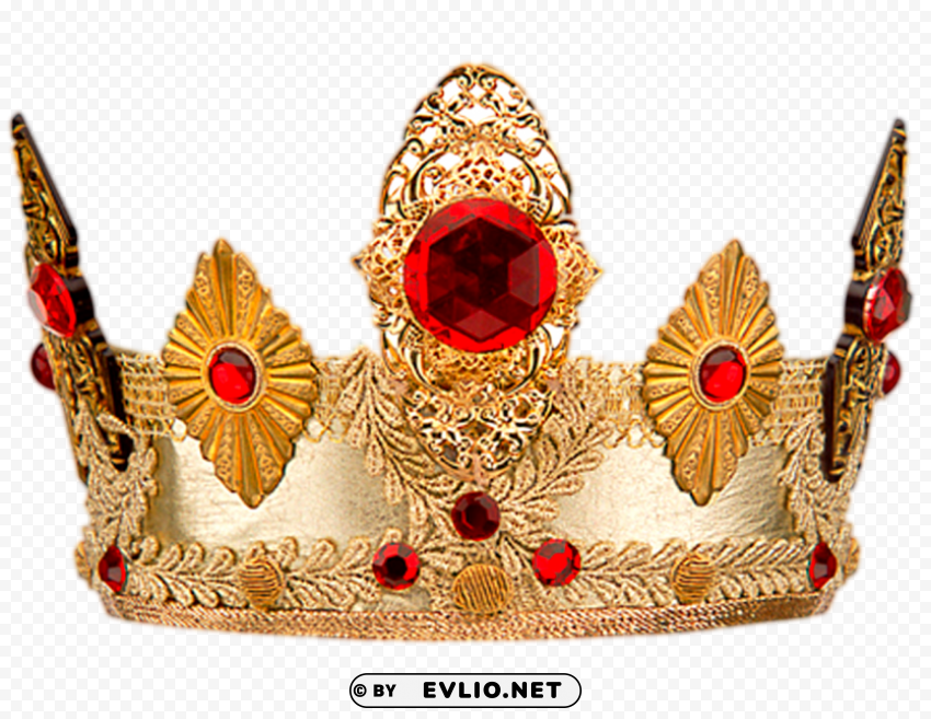 golden crown with stone PNG high quality