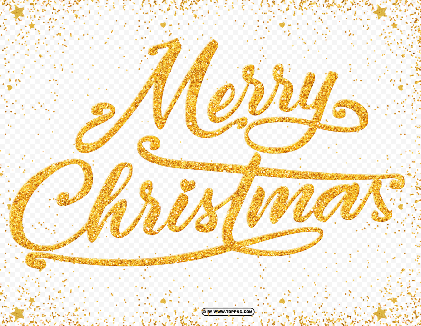 Merry Christmas Golden glitter With confetti Free PNG images with alpha channel variety