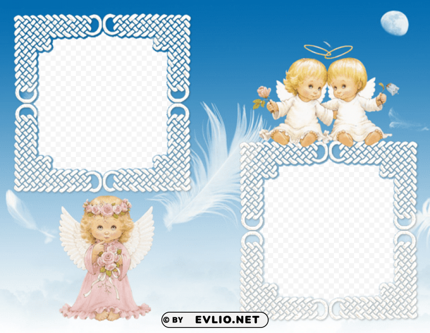cute angels photo frame Transparent background PNG photos